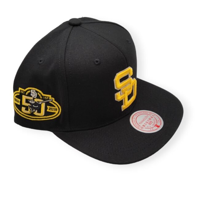 Mitchell & Ness San Diego Padres Team Classic Coop Black Adjustable Snapback Hat Cap