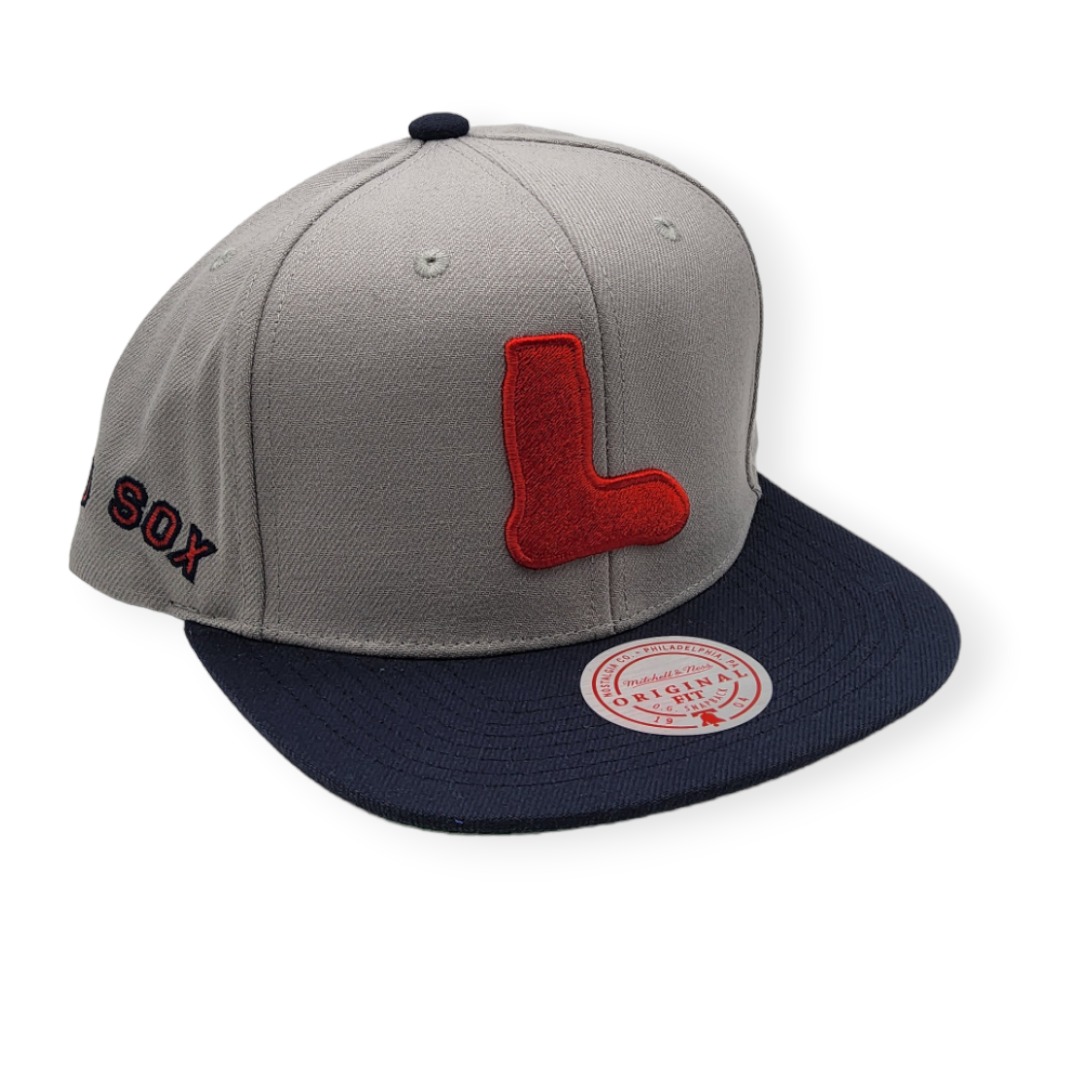 Mitchell & Ness Boston Red Sox Away Cooperstown Collection 2 Tone Gray/Navy Adjustable Snapback Hat Cap