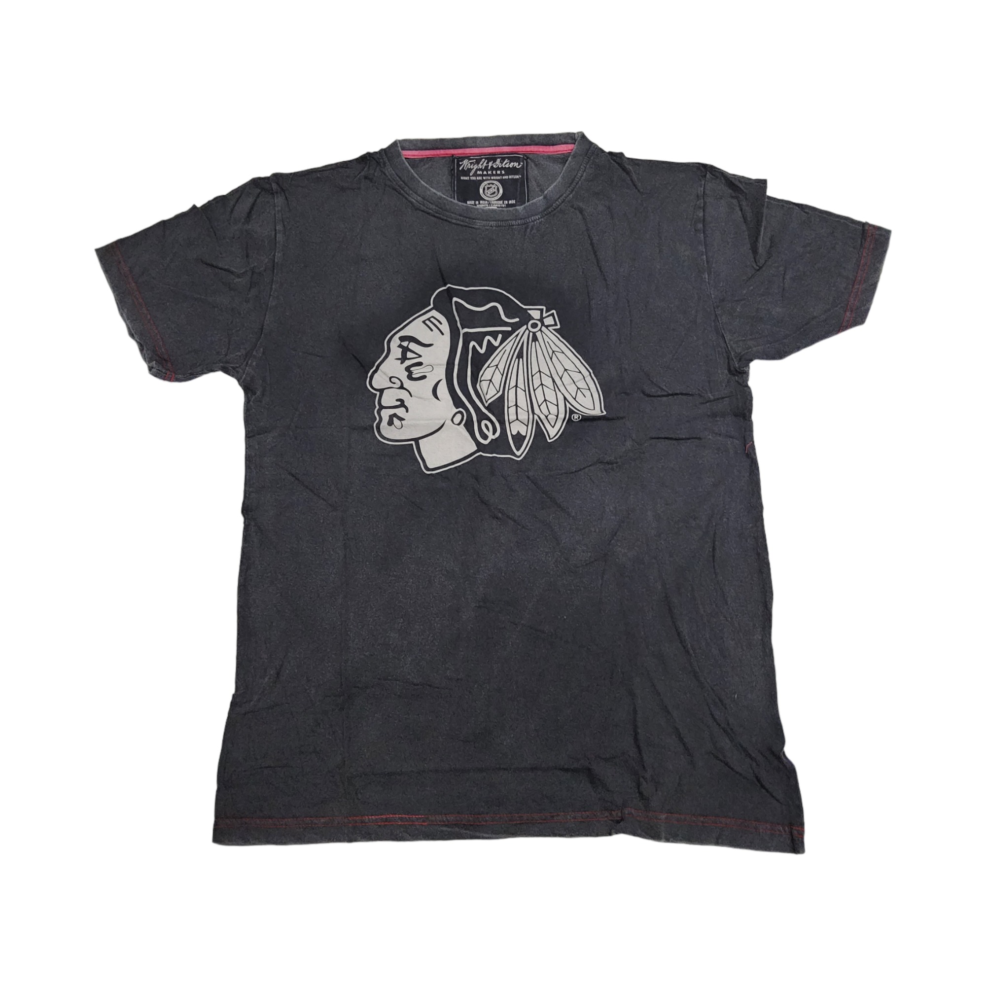 Wright & Ditson by American Needle Chicago Blackhawks SMU Shatter Black Tee Shirt Size L