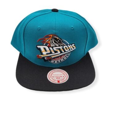 Mitchell & Ness Detroit Pistons Team 2 Tone 2.0 Teal/Black Adjustable Snapback Hat Cap
