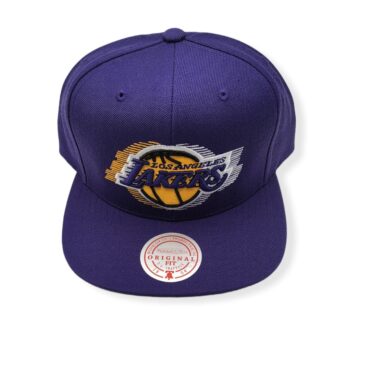 Mitchell & Ness Los Angeles Lakers TRP Slice Halftone Purple Adjustable Snapback Hat Cap