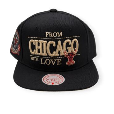 Mitchell & Ness Chicago Bulls NBA With Love Black MM21124 (Windy City Logo) Adjustable Snapback Hat Cap