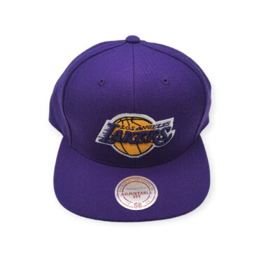 Mitchell & Ness Los Angeles Lakers Wool Solid Hardwood Classics Purple Adjustable Snapback Hat Cap