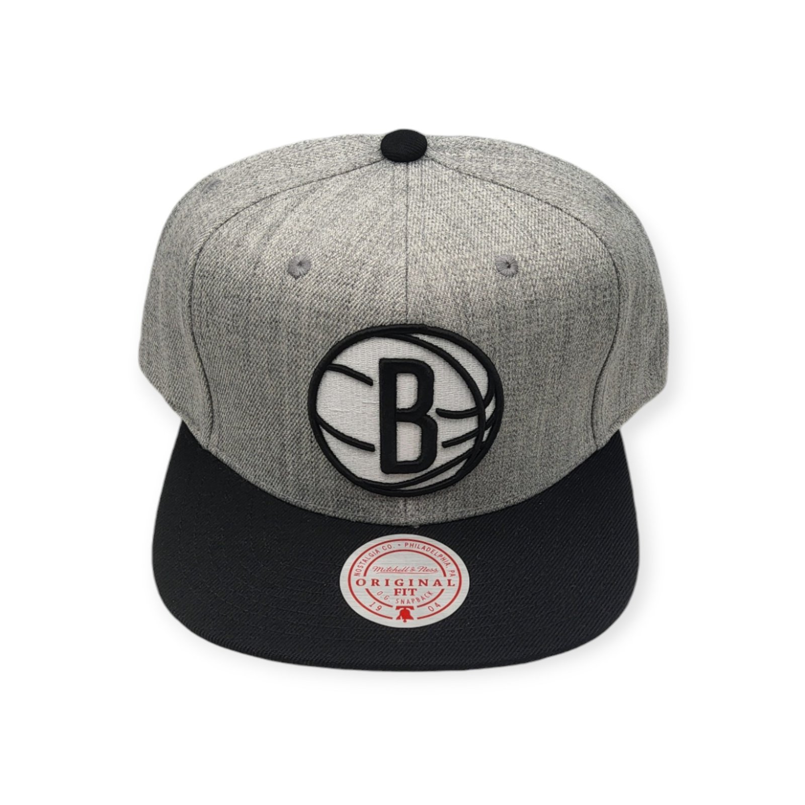 Mitchell & Ness Brooklyn Nets Grey Black Pop Adjustable Snapback Hat Cap
