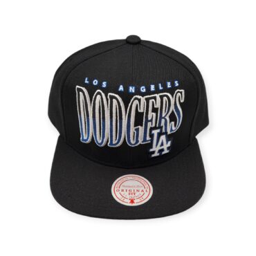 Mitchell & Ness Los Angeles Dodgers Line Work Black Adjustable Snapback Hat Cap