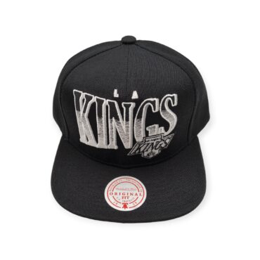 Mitchell & Ness Los Angeles Kings Line Work Black Adjustable Snapback Hat Cap
