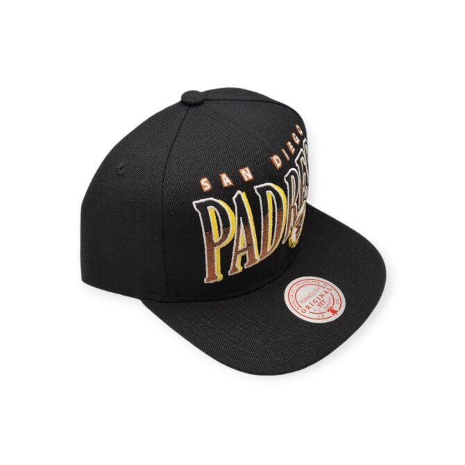 Mitchell & Ness San Diego Padres Line Work Black Adjustable Snapback Hat Cap