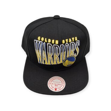 Mitchell & Ness Golden State Warriors Line Work Black Adjustable Snapback Hat Cap