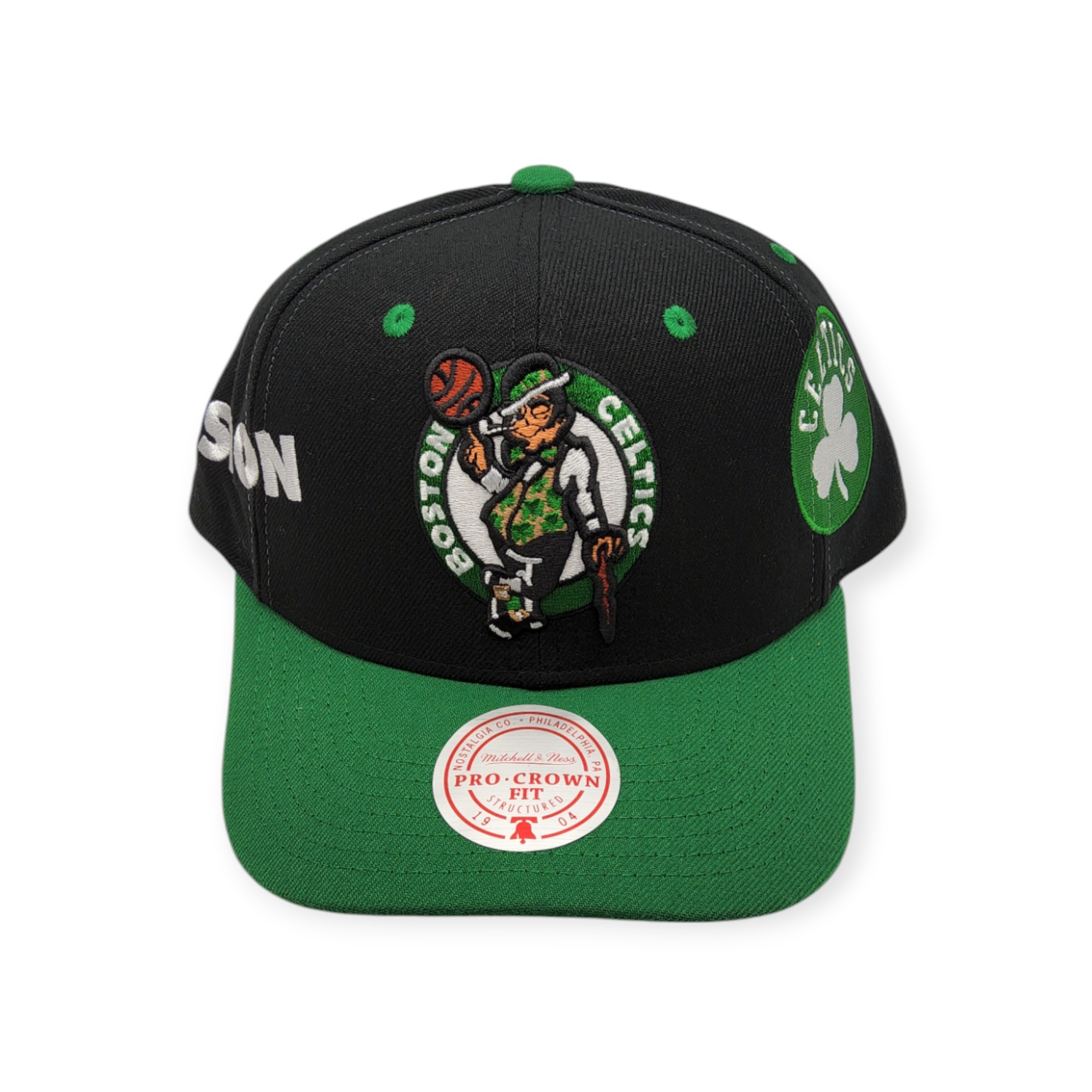Mitchell & Ness Boston Celtics Overbite Pro Black/Green Adjustable Snapback Hat Cap