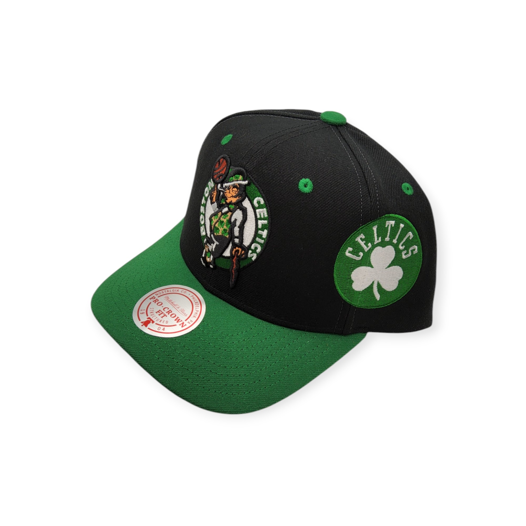Mitchell & Ness Boston Celtics Overbite Pro Black/Green Adjustable Snapback Hat Cap