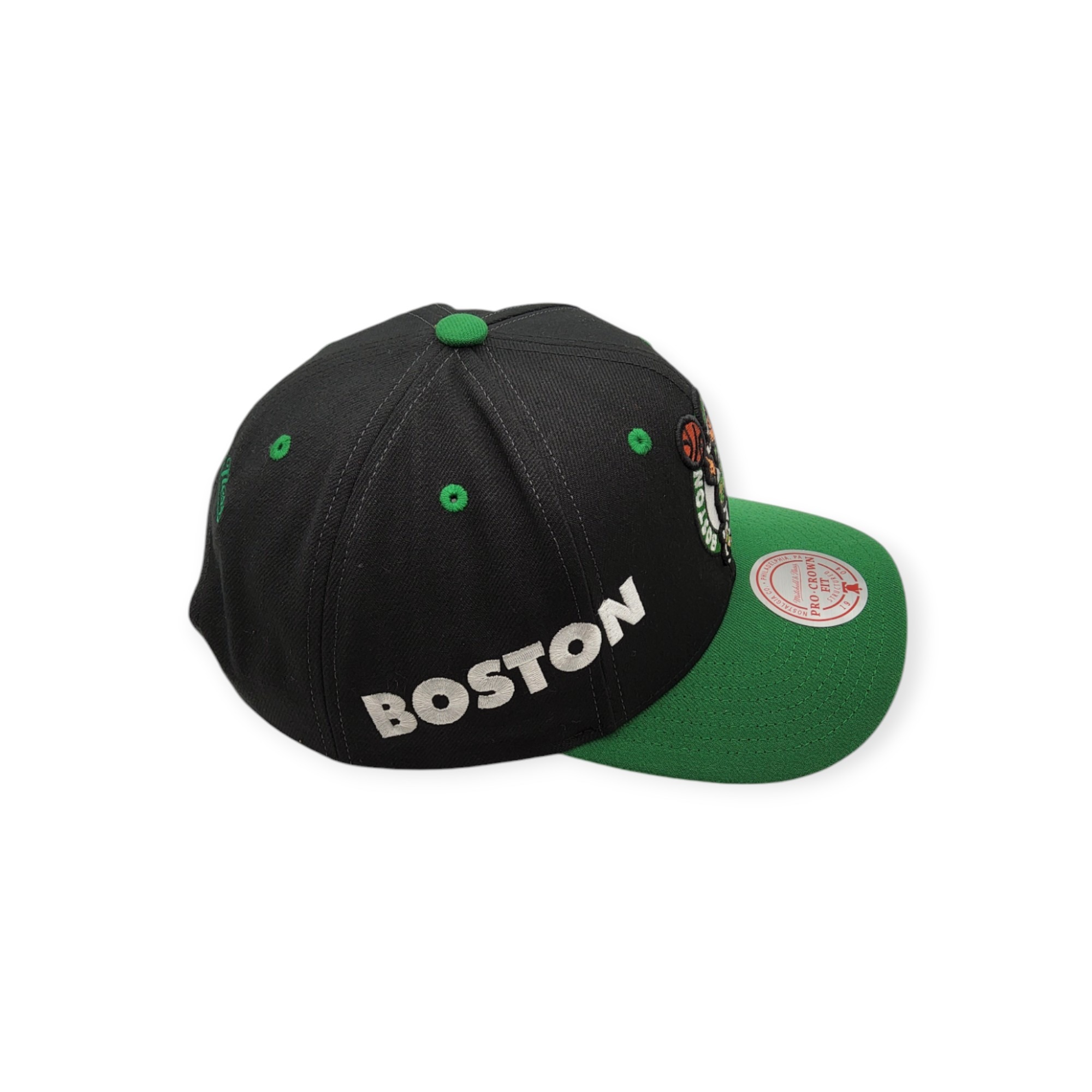 Mitchell & Ness Boston Celtics Overbite Pro Black/Green Adjustable Snapback Hat Cap
