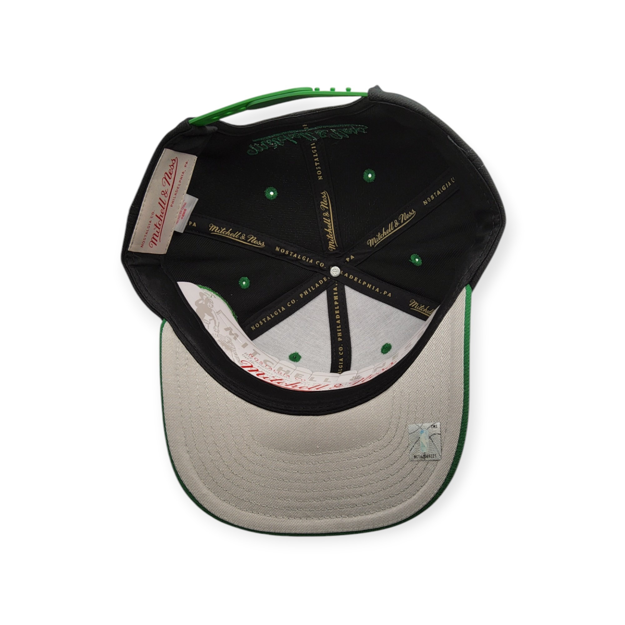 Mitchell & Ness Boston Celtics Overbite Pro Black/Green Adjustable Snapback Hat Cap