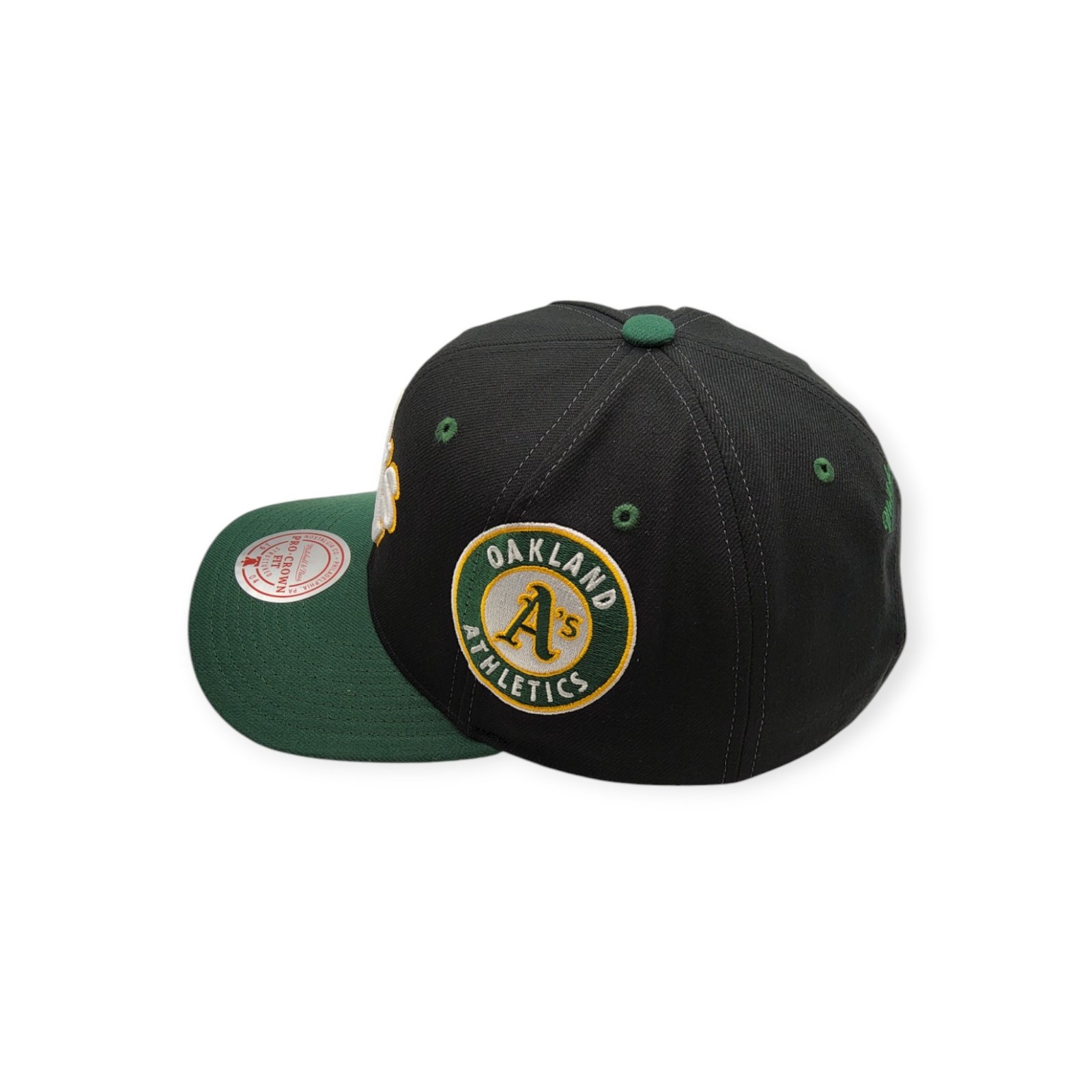 Mitchell & Ness Oakland Athletics Overbite Pro Black/Green Adjustable Snapback Hat Cap