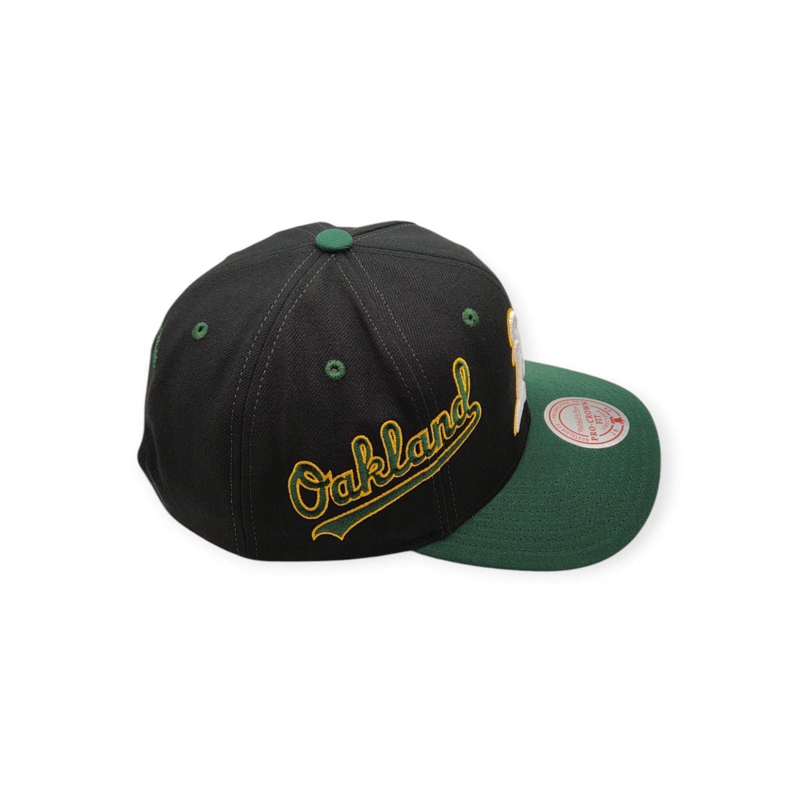 Mitchell & Ness Oakland Athletics Overbite Pro Black/Green Adjustable Snapback Hat Cap