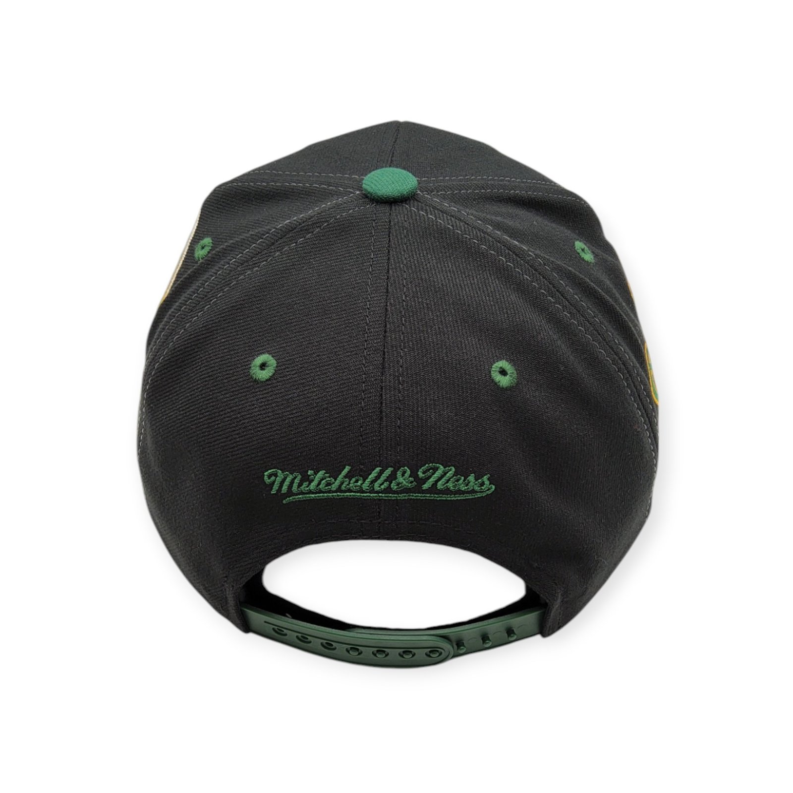 Mitchell & Ness Oakland Athletics Overbite Pro Black/Green Adjustable Snapback Hat Cap