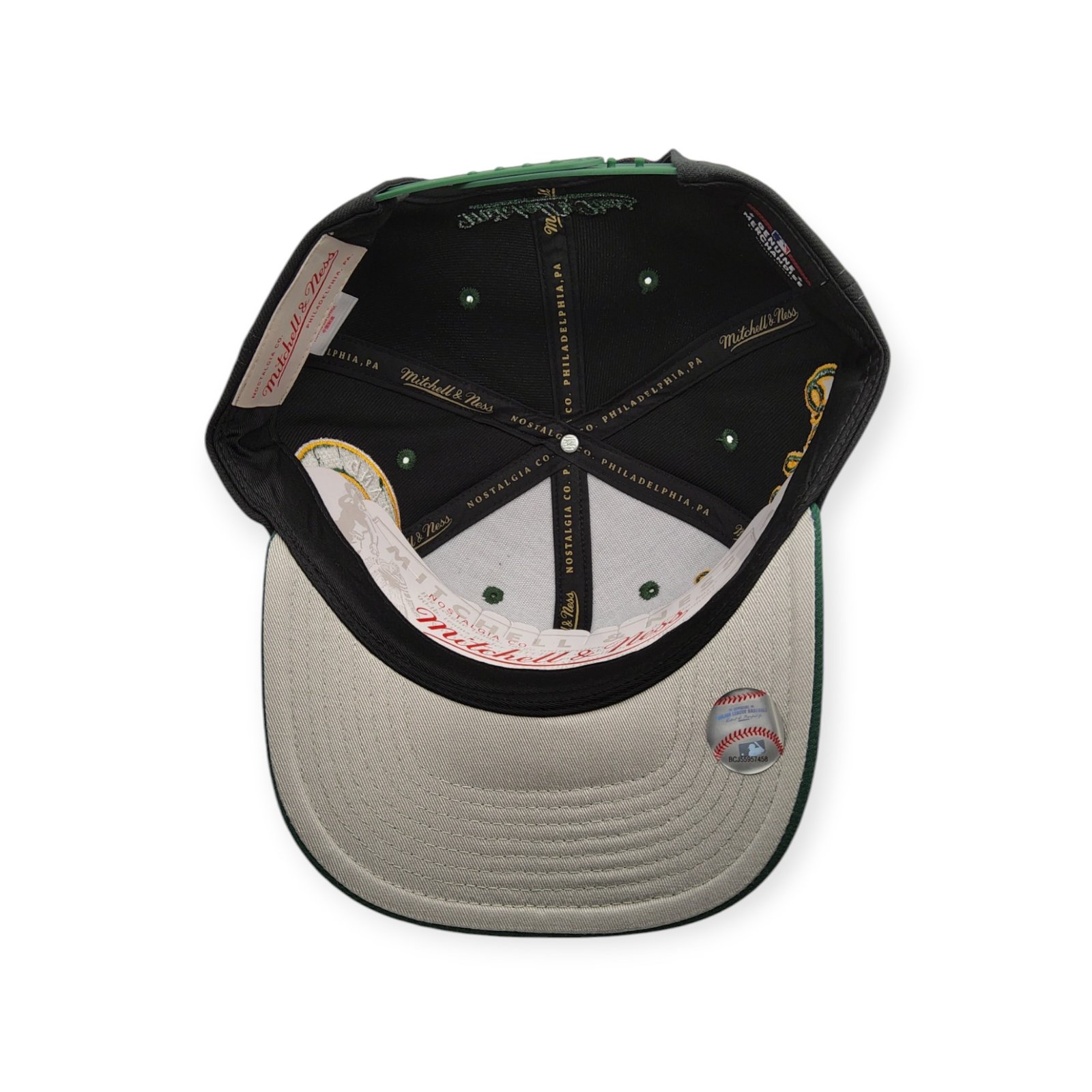 Mitchell & Ness Oakland Athletics Overbite Pro Black/Green Adjustable Snapback Hat Cap