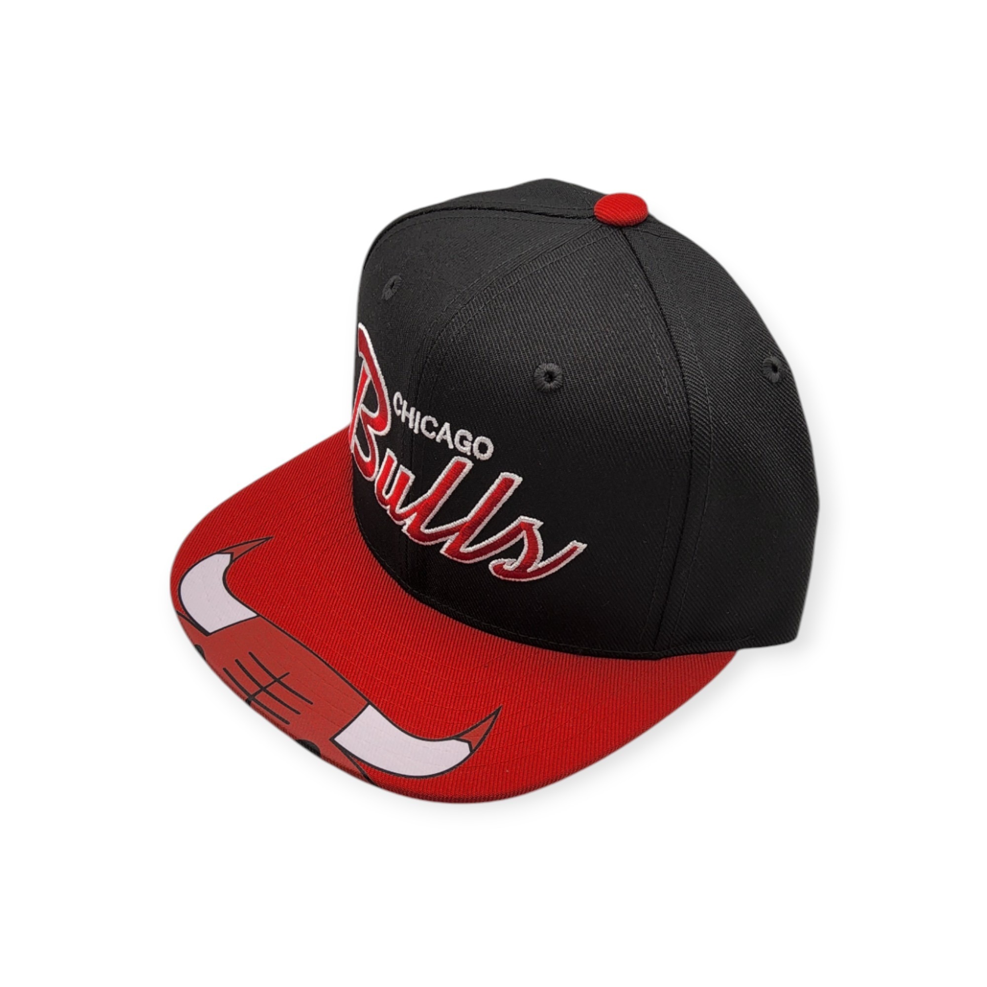 Mitchell & Ness Chicago Bulls Big Mouth Black/Red Adjustable Snapback Hat Cap