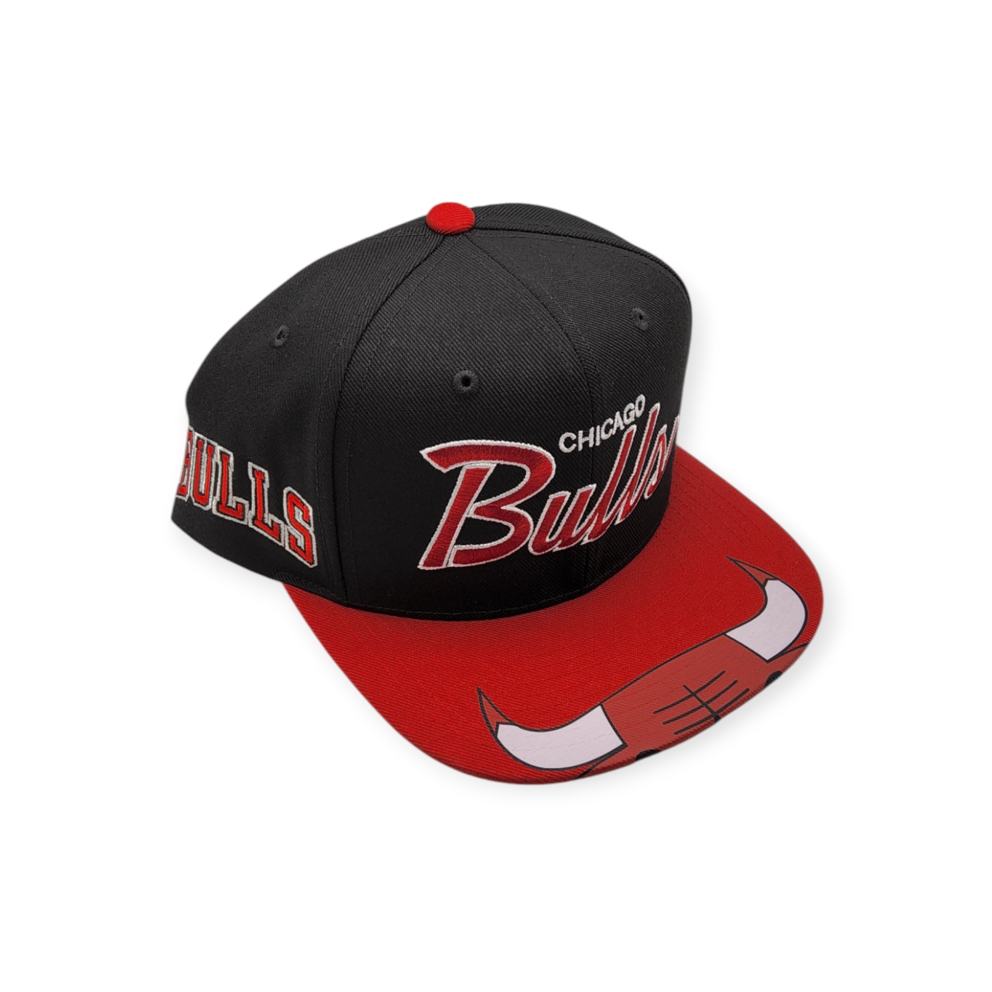Mitchell & Ness Chicago Bulls Big Mouth Black/Red Adjustable Snapback Hat Cap
