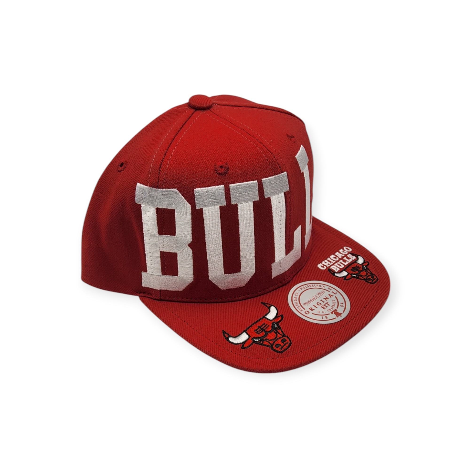 Mitchell & Ness Chicago Bulls Big Text 1 Red Adjustable Snapback Hat Cap
