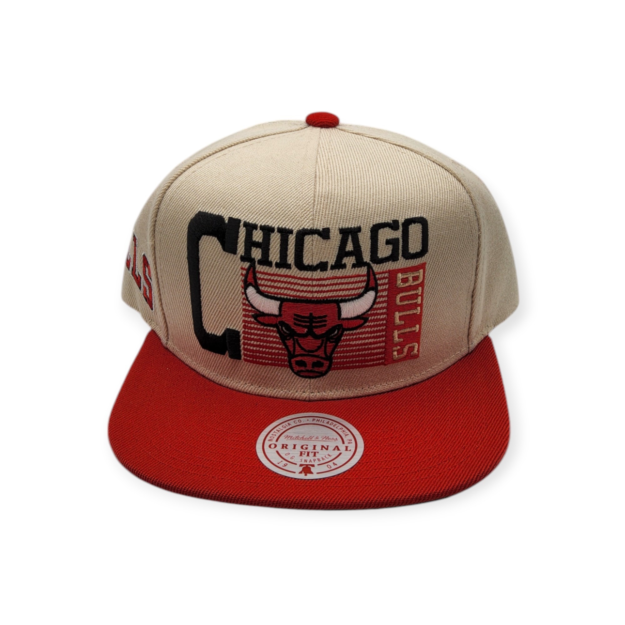 Mitchell & Ness Chicago Bulls Speed Zone Off White/Red Adjustable Snapback Hat Cap