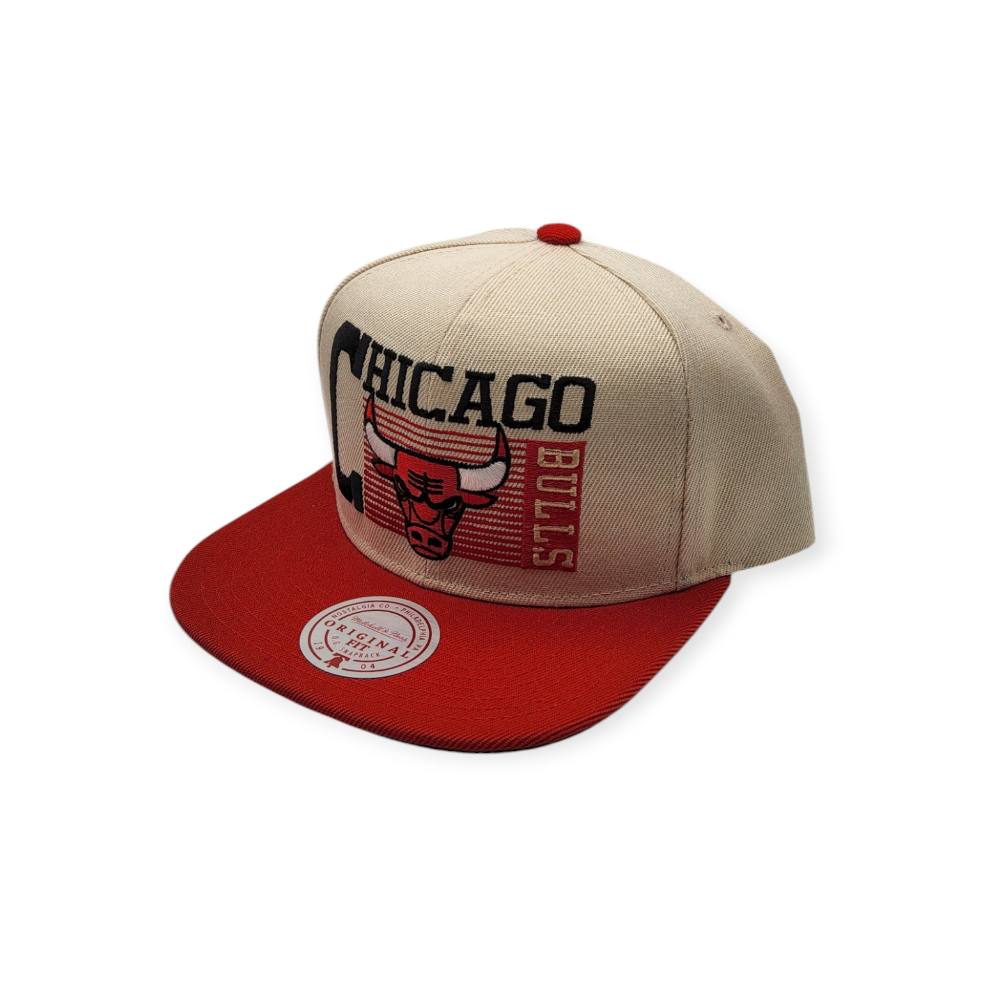 Mitchell & Ness Chicago Bulls Speed Zone Off White/Red Adjustable Snapback Hat Cap