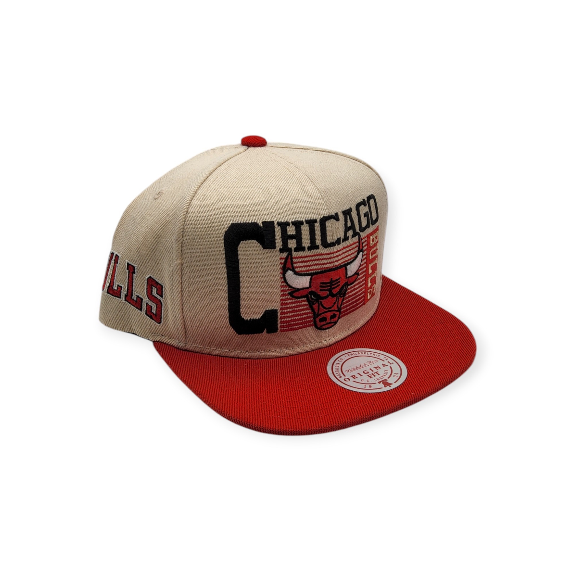 Mitchell & Ness Chicago Bulls Speed Zone Off White/Red Adjustable Snapback Hat Cap