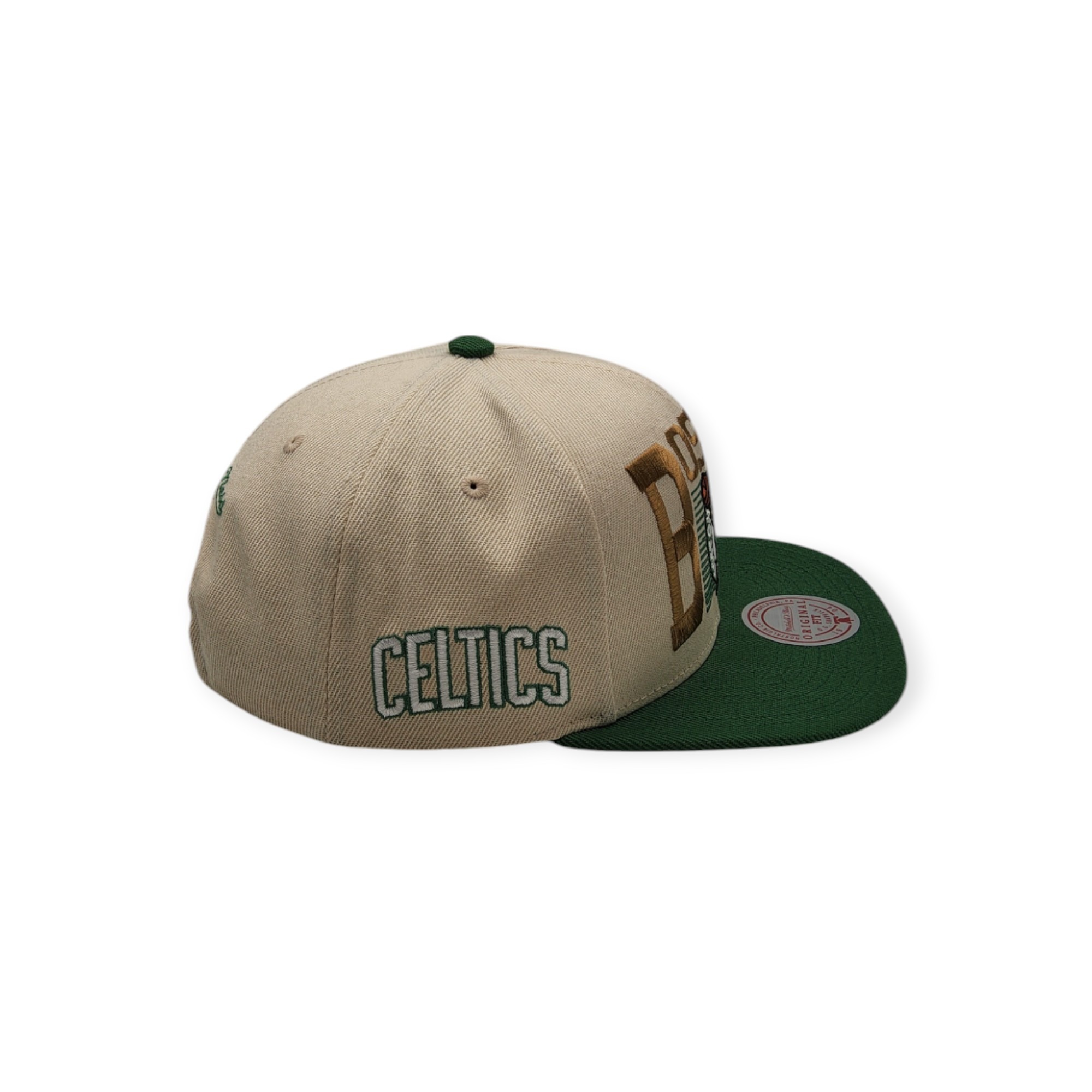 Mitchell & Ness Boston Celtics Speed Zone Off White/Green Adjustable Snapback Hat Cap