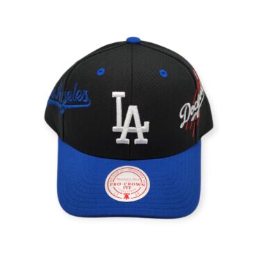 Mitchell & Ness Los Angeles Dodgers Overbite Pro Black/Blue Adjustable Snapback Hat Cap