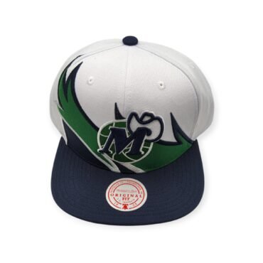 Mitchell & Ness Dallas Mavericks Waverunner White/Navy/Green Adjustable Snapback Hat Cap