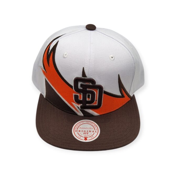 Mitchell & Ness San Diego Padres Waverunner Cooperstown Collection White/Brown/Orange Adjustable Snapback Hat Cap
