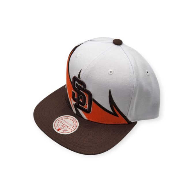 Mitchell & Ness San Diego Padres Waverunner Cooperstown Collection White/Brown/Orange Adjustable Snapback Hat Cap