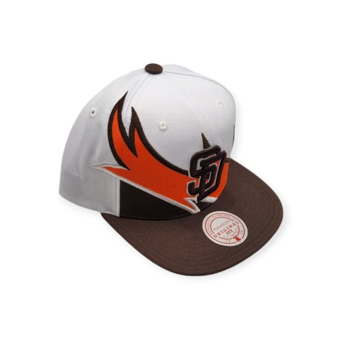 Mitchell & Ness San Diego Padres Waverunner Cooperstown Collection White/Brown/Orange Adjustable Snapback Hat Cap