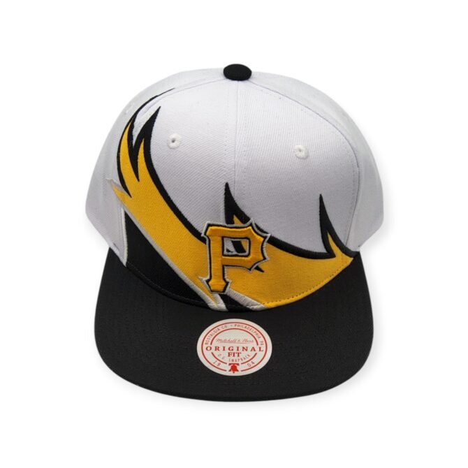 Mitchell & Ness Pittsburgh Pirates Waverunner White/Black/Yellow Adjustable Snapback Hat Cap