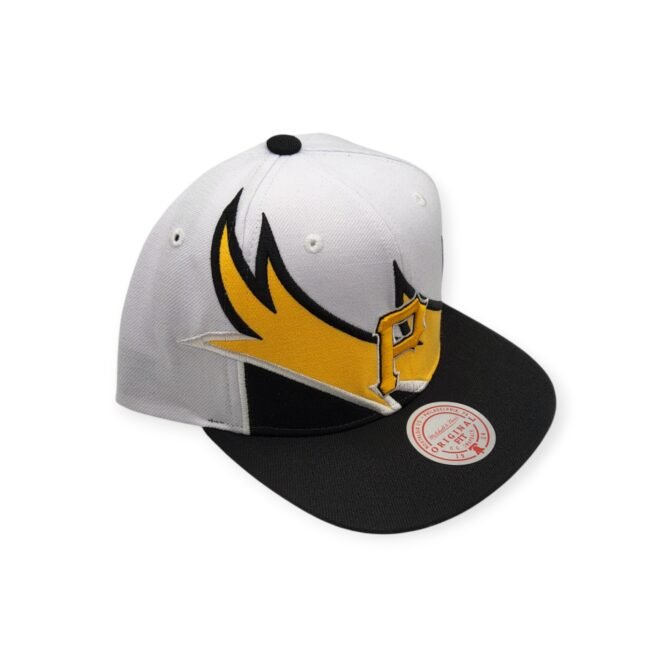 Mitchell & Ness Pittsburgh Pirates Waverunner White/Black/Yellow Adjustable Snapback Hat Cap