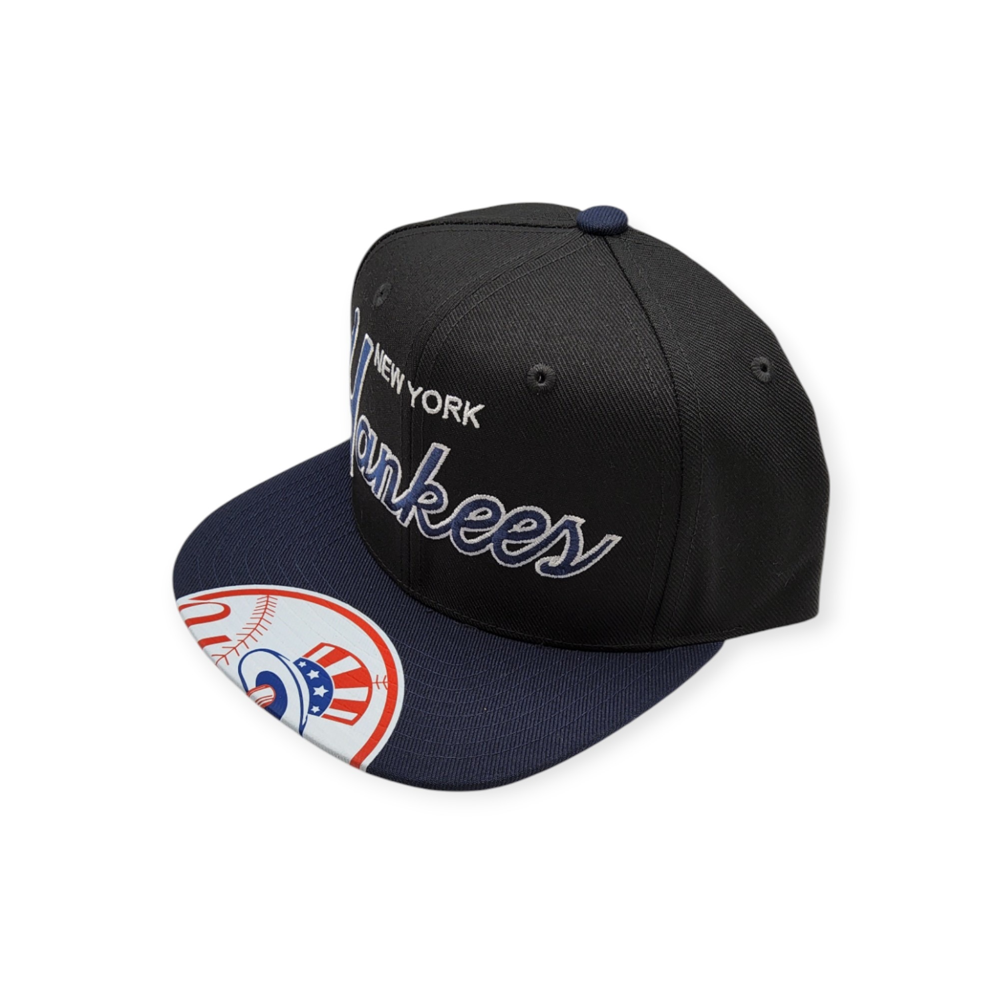 Mitchell & Ness New York Yankees Big Mouth Black/Navy Adjustable Snapback Hat Cap