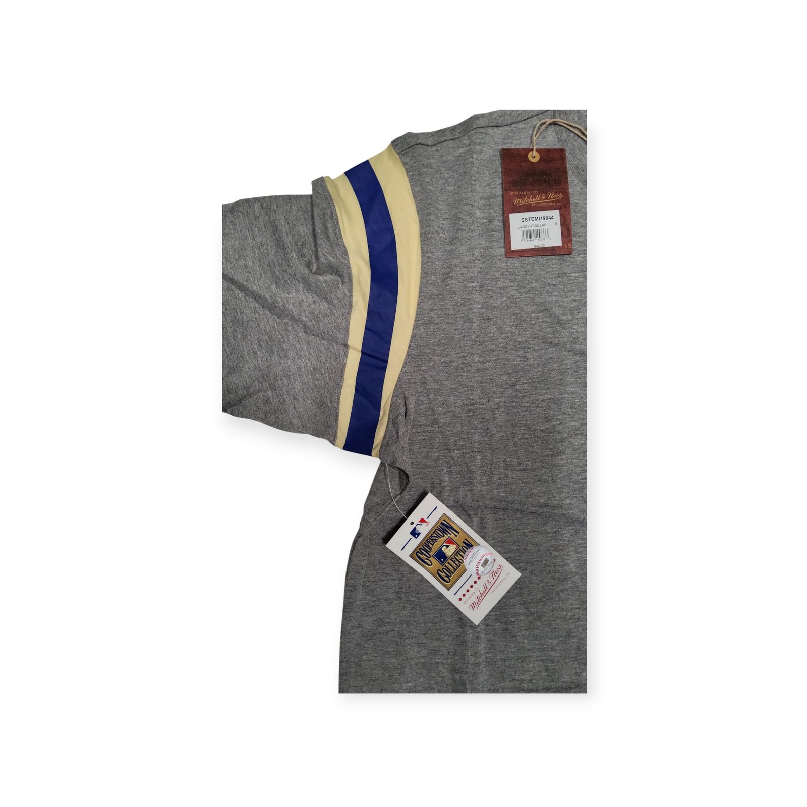 Mitchell & Ness Los Angeles Dodgers Grey Heather Cooperstown Collection Tee Shirt Size M