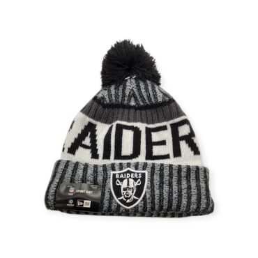 New Era Las Vegas Raiders Authentic 2017 Black & White Sideline Sport Knit Beanie Cold Weather Hat