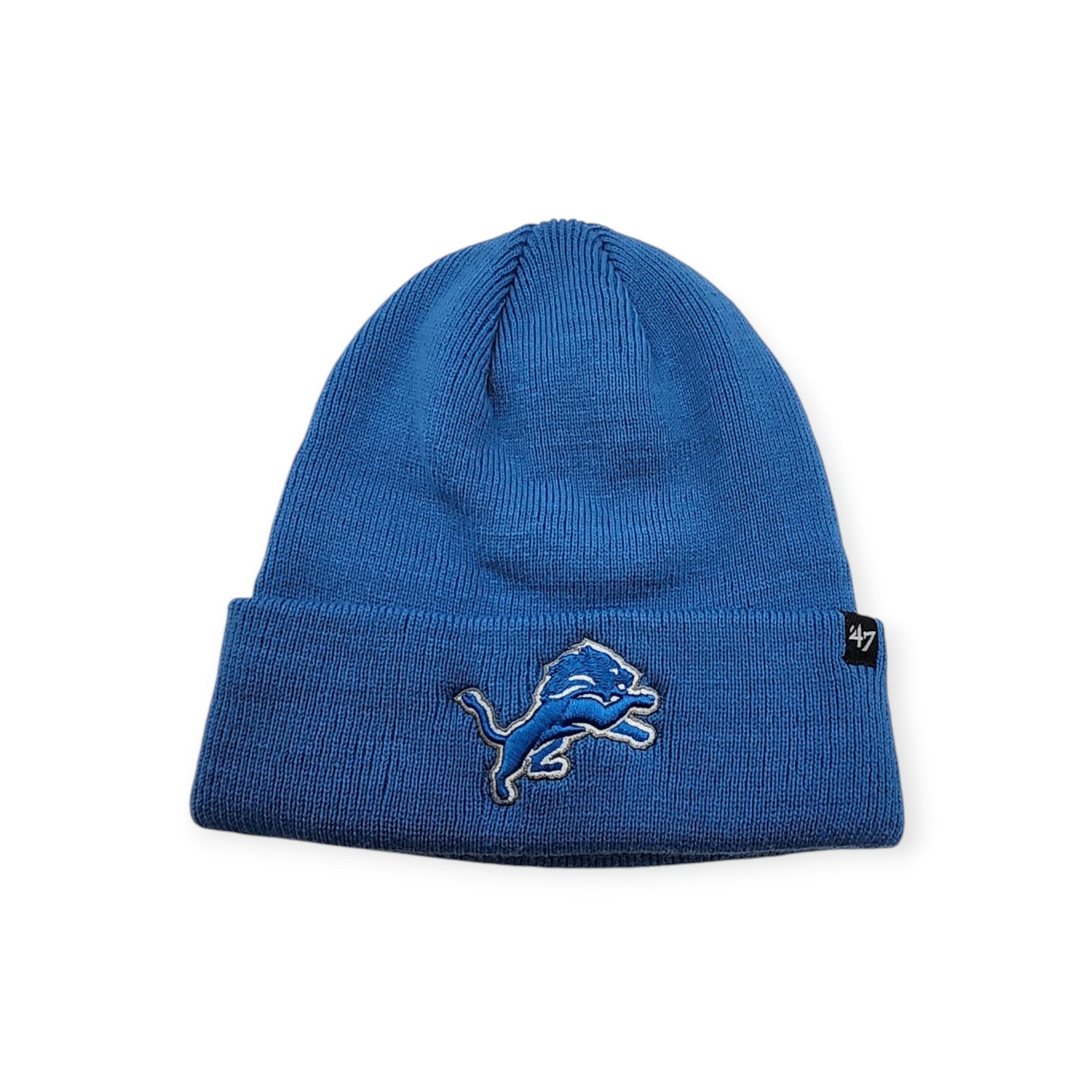 '47 Detroit Lions Authentic Raised Cuffed Blue Knit Beanie Cold Weather Hat