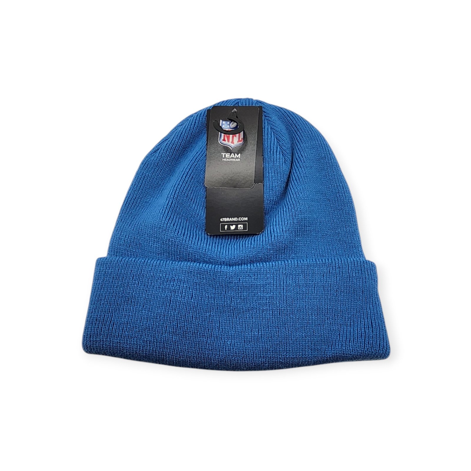 '47 Detroit Lions Authentic Raised Cuffed Blue Knit Beanie Cold Weather Hat