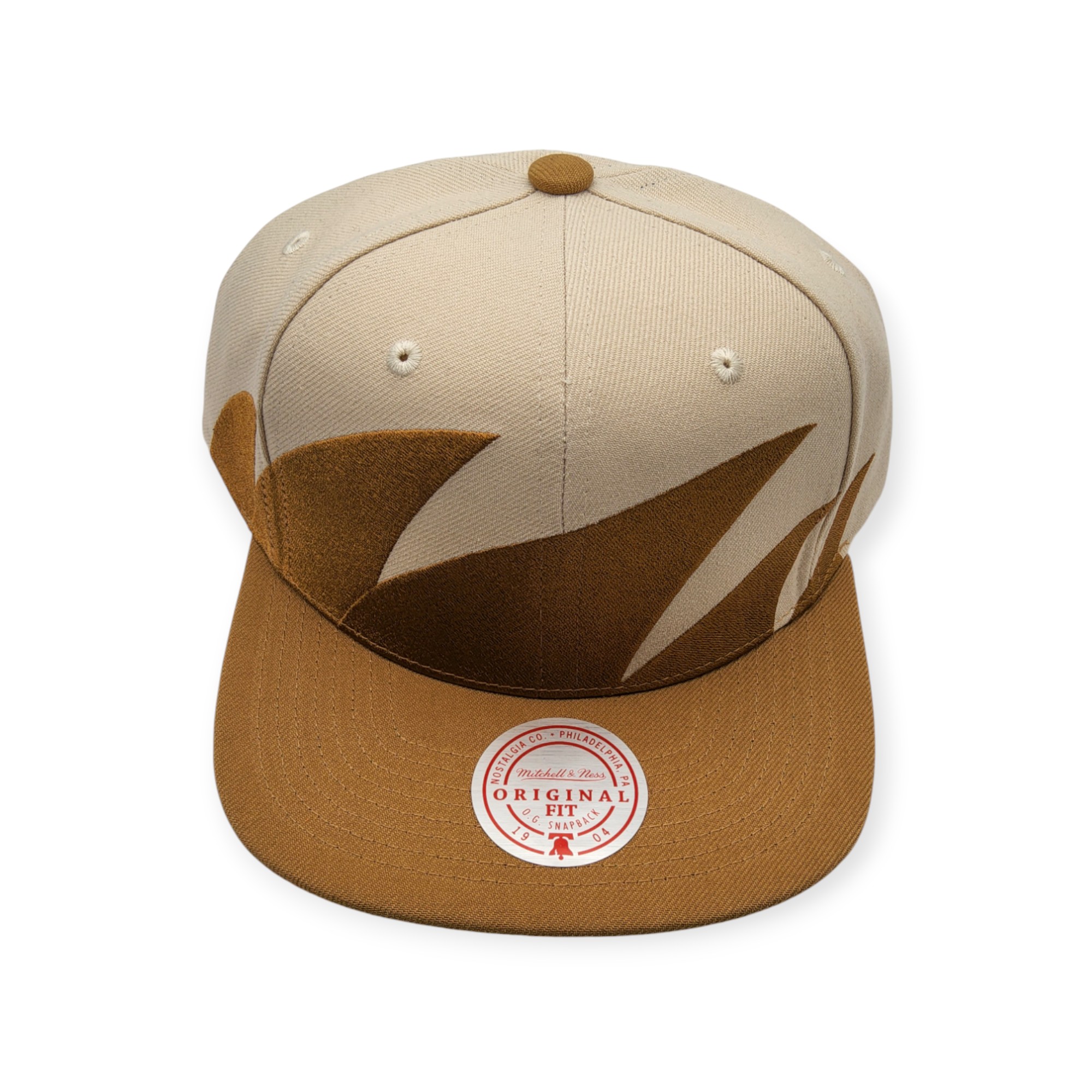 Mitchell & Ness Branded Sharktooth Tan Adjustable Snapback Hat Cap