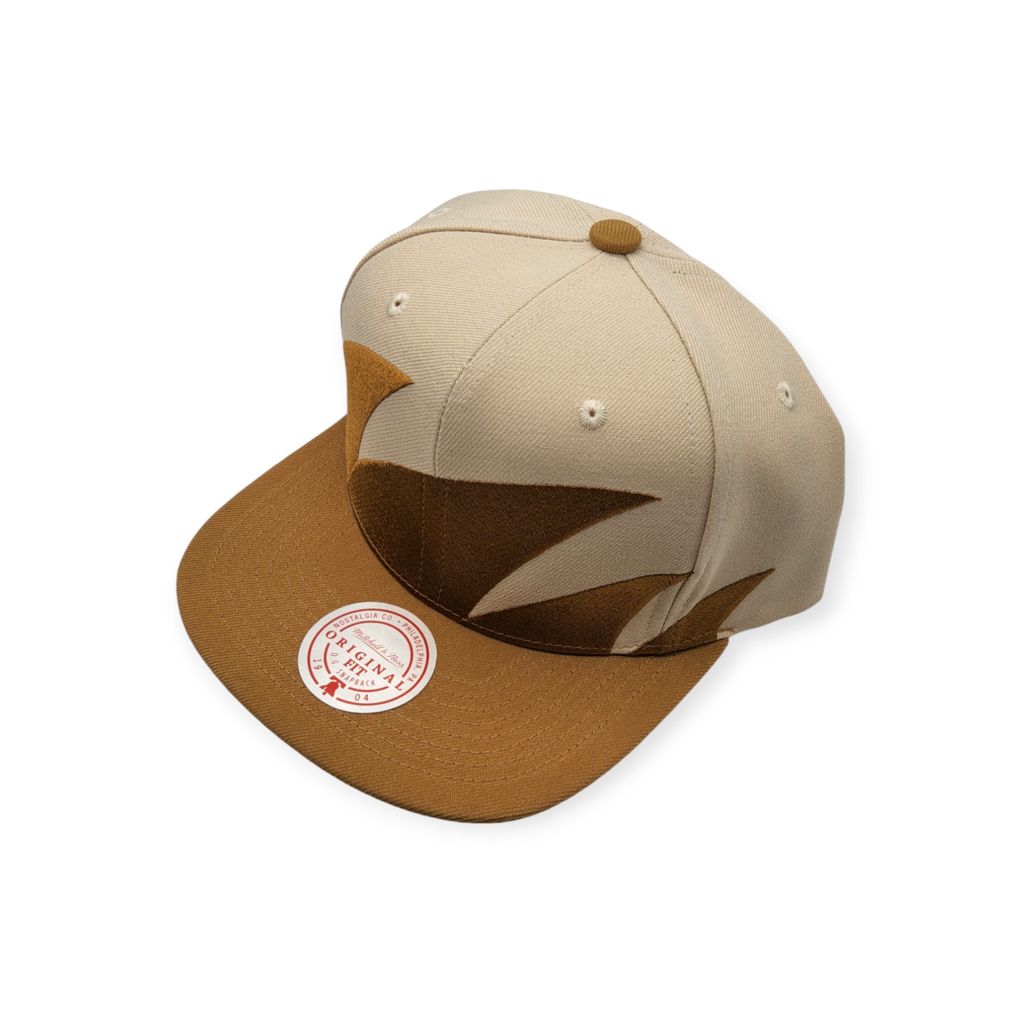 Mitchell & Ness Branded Sharktooth Tan Adjustable Snapback Hat Cap