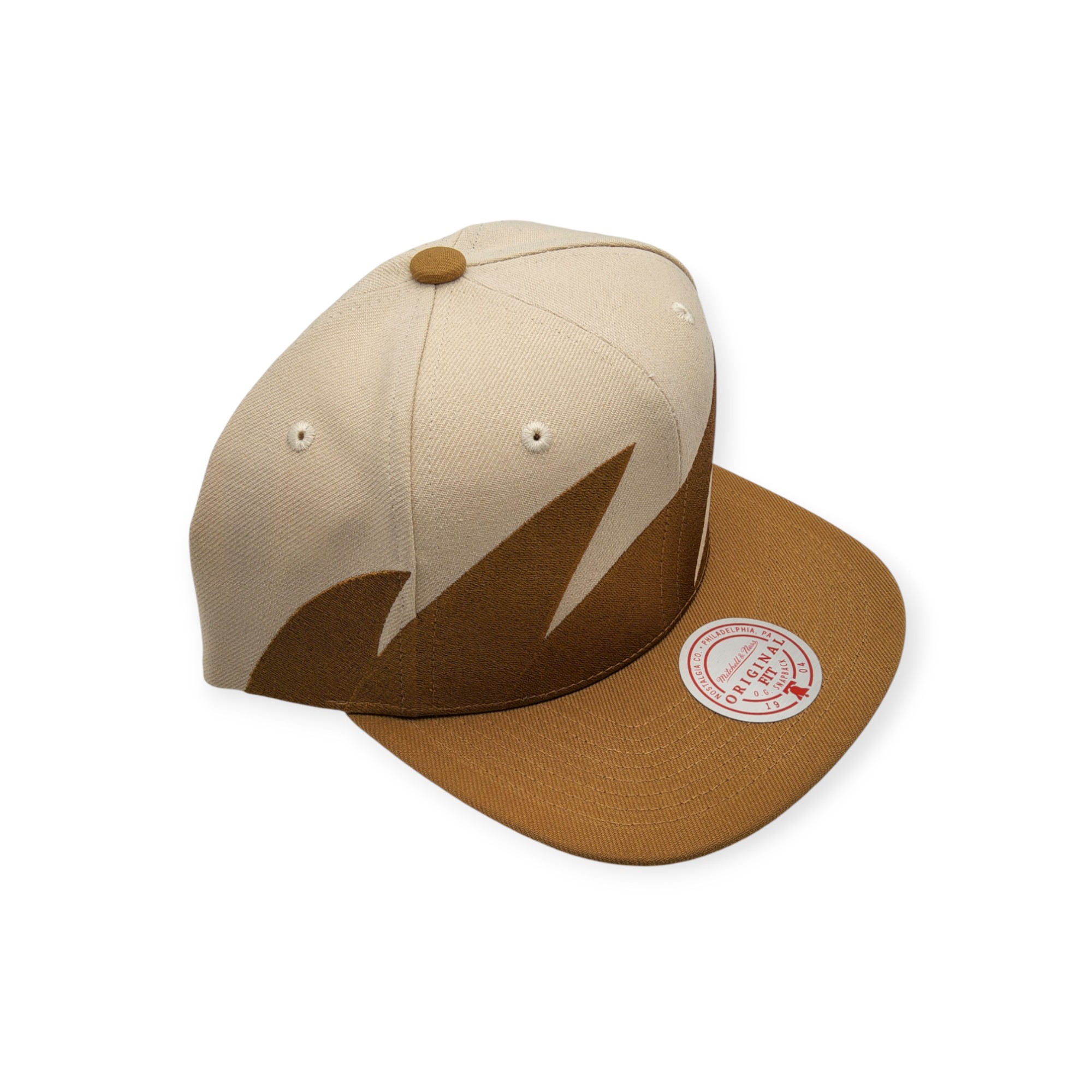 Mitchell & Ness Branded Sharktooth Tan Adjustable Snapback Hat Cap
