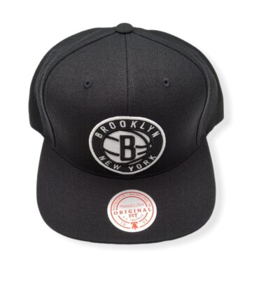 Mitchell & Ness Brooklyn Nets Team Ground Black Adjustable Snapback Hat Cap