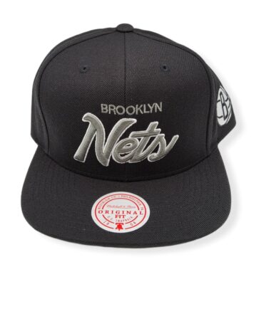 Mitchell & Ness Brooklyn Nets Foundation Script  Adjustable Snapback Hat Cap