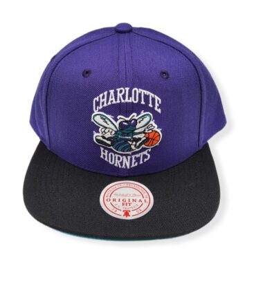 Mitchell & Ness Charlotte Hornets Core Basic Purple XL Logo Adjustable Snapback Hat Cap