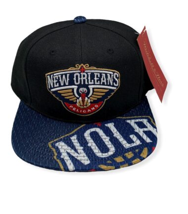 Mitchell & Ness New Orleans Pelicans Snapshot Black/Blue Adjustable Snapback Hat Cap