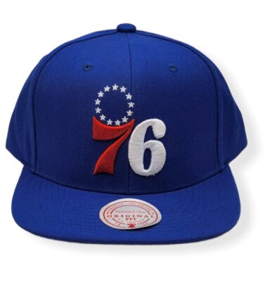 Mitchell & Ness Philadelphia 76ers Team Ground 2.0 Blue Adjustable Snapback Hat Cap
