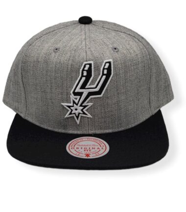 Mitchell & Ness San Antonio Spurs Grey Black Pop Adjustable Snapback Hat Cap