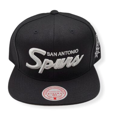 Mitchell & Ness San Antonio Spurs Foundation Script Adjustable Snapback Hat Cap