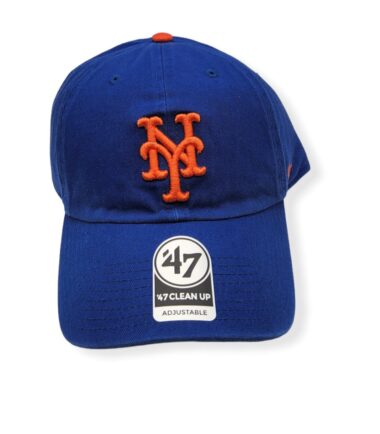 '47 New York Mets Clean Up Home Blue/Orange Button Adjustable Strap Hat Cap
